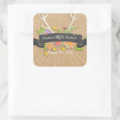 Sticker Carré Deer Antler Fleur sauvage Starburst Rustique Maria (Sac)