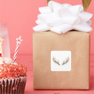 Sticker Carré Deer Antlers in Bloom Soft Monochrome on