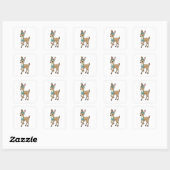 Sticker Carré Deer at Fitness with Towel (Feuille)