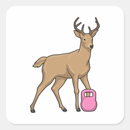 Sticker Carré Deer Fitness Dumbbell (Devant)