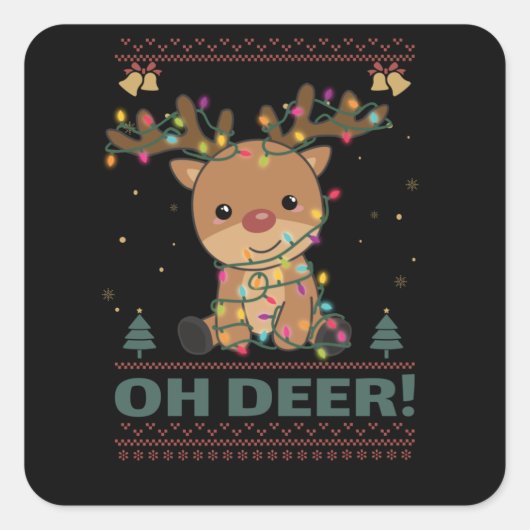 Sticker Carré Deer Funny Reindeer Deer Pun christmas (Devant)