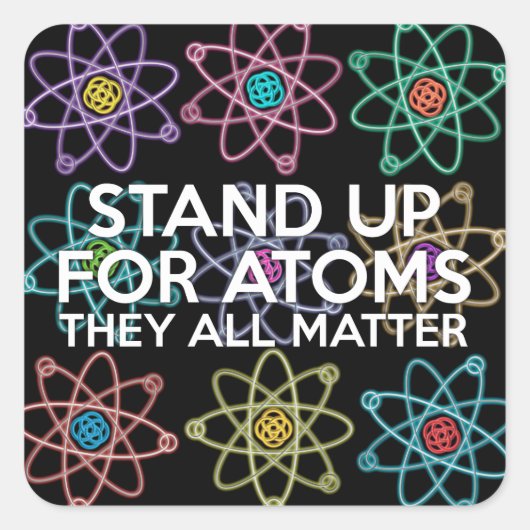 STICKER CARRÉ DÉFENDRE LES ATOMES (Devant)