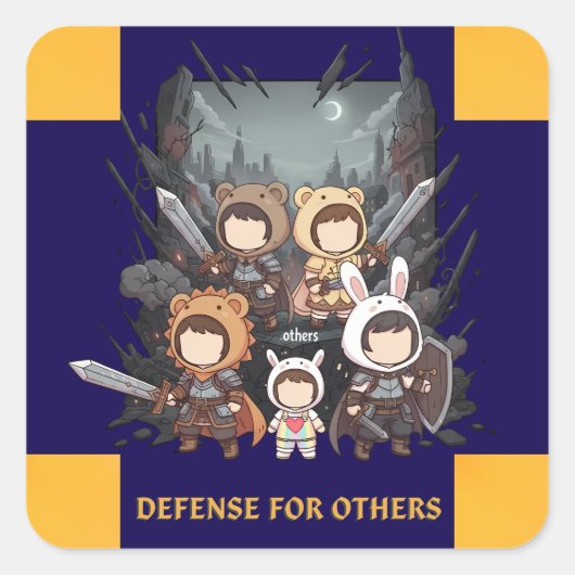Sticker Carré Defense for Others - Little Guardians (Devant)