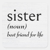 Sticker Carré Définition de dictionnaire pour SISTER (Devant)