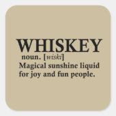 Sticker Carré Définition Whiskey drôle alcool dire des cadeaux (Devant)