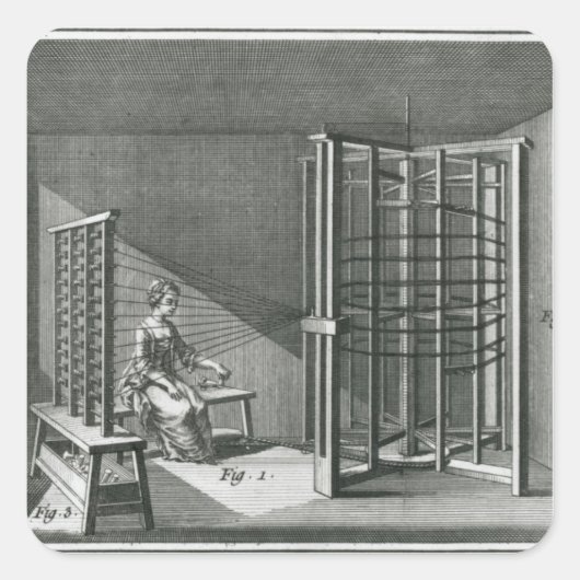 Sticker Carré Déformer les fils de soie, illustration Encylopedi (Devant)