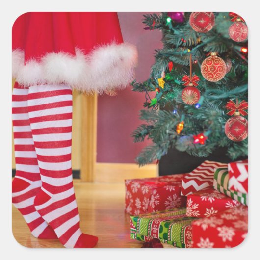 STICKER CARRÉ DÉGAGER L'ARBRE NOËL (Devant)