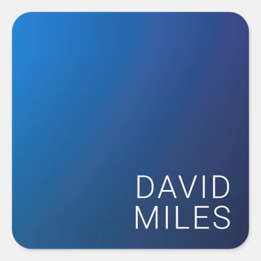 Sticker Carré Dégradé bleu foncé moderne et texte modifiable min (Devant)