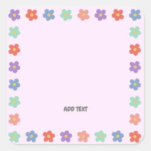 Sticker Carré dégradé floral coloré Texte personnalisé