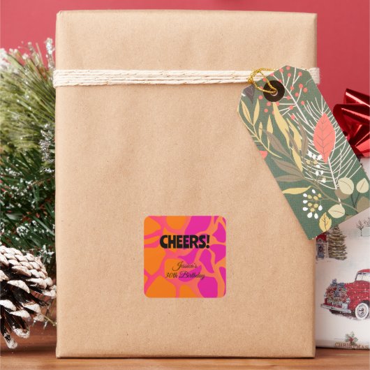 Sticker Carré Dégradé Orange et Rose Chaud Cheers (vacances)