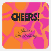 Sticker Carré Dégradé Orange et Rose Chaud Cheers (Devant)