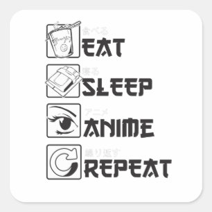 Sticker Carré Dégustation amusante de cadeaux d'Anime Dormir Rép