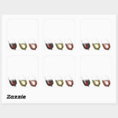 Sticker Carré Dégustation de vin - 3 verres de vin (Feuille)
