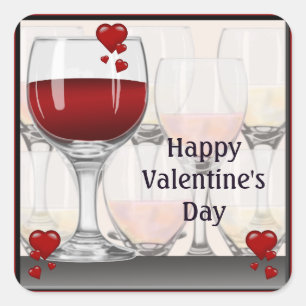 Sticker Carré Dégustation de vins de la Saint-Valentin