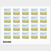 Sticker Carré Déjeuner de Pâques avec poussin lapin de Pâques (Feuille)