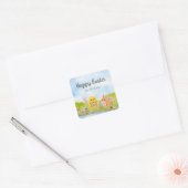 Sticker Carré Déjeuner de Pâques avec poussin lapin de Pâques (Enveloppe)