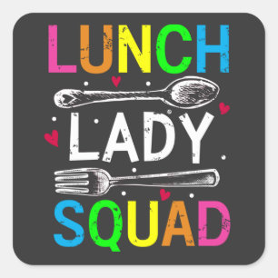 Sticker Carré Déjeuner d'école Lady Squad Cafétéria Ouvriers