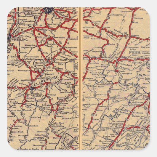 Sticker Carré Delaware, Maryland, Virginie-Occidentale (Devant)