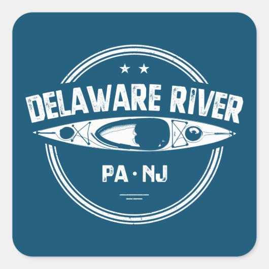 Sticker Carré Delaware River Kayak (Devant)