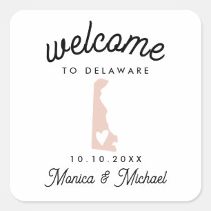 Sticker Carré DELAWARE State Destination Mariage N'IMPORTE QUELL