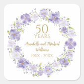 Sticker Carré Delicate Lavender Floral Garland 50e Mariage (Devant)