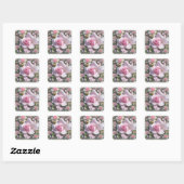 Sticker Carré Delicate Pale Pink Rose with Hearts (Feuille)