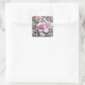 Sticker Carré Delicate Pale Pink Rose with Hearts (Sac)