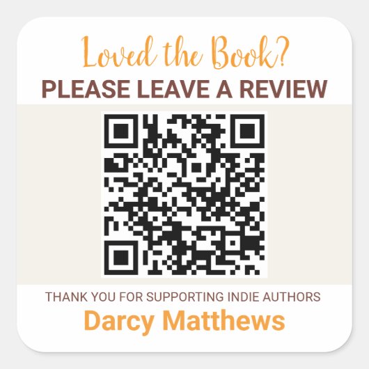 Sticker Carré Demande de critique de livre Code QR Auteurs indép (Devant)