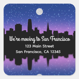 Sticker Carré Déménagement à San Francisco Skyline Dessin #1 Sti