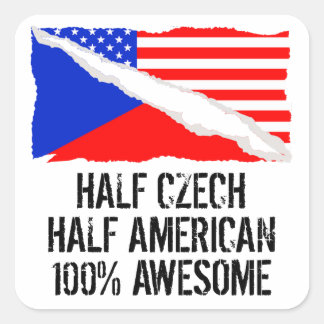 Sticker Carré Demi-Tchèque Demi-Américain Superbe