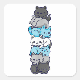 Sticker Carré Demiboy Pride Chat LGBT Demi Boy Drapeau Stuff Cut