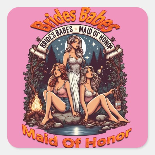 Sticker Carré Demoiselle d'honneur Fierté d'une fête de mariage  (Devant)