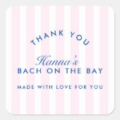 Sticker Carré Demoiselle d'honneur Rétro Moderne Rose & Marine P (Devant)