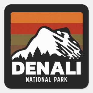 Sticker Carré Denali National Park Alaska Retro Vintage Cadeau