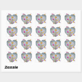 Sticker Carré Denim Pocket Fleurs cardiaques Papillons (Feuille)