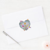 Sticker Carré Denim Pocket Fleurs cardiaques Papillons (Enveloppe)