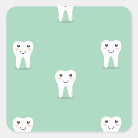 Sticker Carré Dent heureuse Kawaii (Devant)