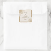 Sticker Carré Dentelle blanche rustique sur burlap mariage Enreg (Sac)