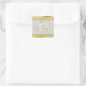 Sticker Carré Dentelle d'or sur le Mariage Rose blanche (Sac)