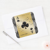 Sticker Carré Dentelle noire, As de Trèfle, Merci Paillettes Noi (Enveloppe)