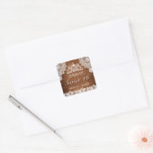 Sticker Carré Dentelle rustique et blanche Tiara Sweet 16 (Enveloppe)