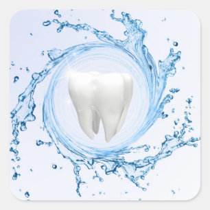 Sticker Carré Dentiste Dental Dental Dental Water Professionnel