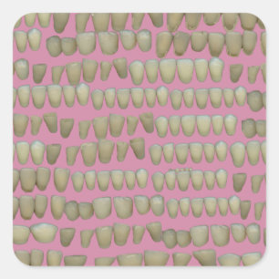 STICKER CARRÉ DENTISTE DENTISTES ORTHODONTIQUES BOUCHE DE DENTS 