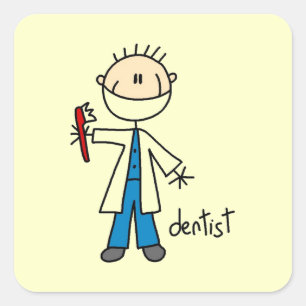 Sticker Carré Dentiste Stick Figure