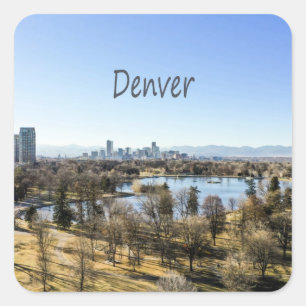 Sticker Carré Denver Ville et Montagnes Colorado