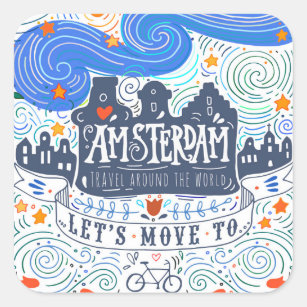 Sticker Carré Déplaçons-nous à Amsterdam