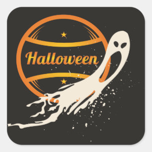 Sticker Carré Déplaisant fantôme d'Halloween
