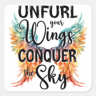 Sticker Carré Déployez vos ailes à la conquête du ciel, Script é