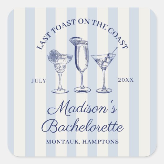 Sticker Carré Dernier Toast Sur La Côte Bleu Dusty (Devant)