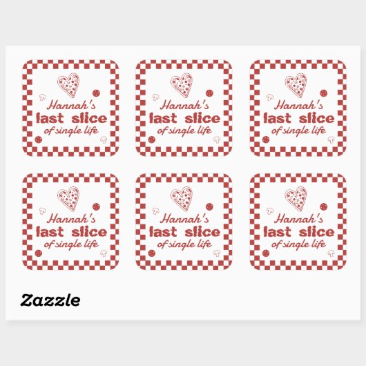 Sticker Carré Dernier Tranches Pizza Fête de Fiançailles Cadeau (Feuille)